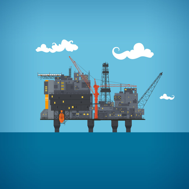 海石油プラットフォーム、ベクトル イラスト - ベクター画像