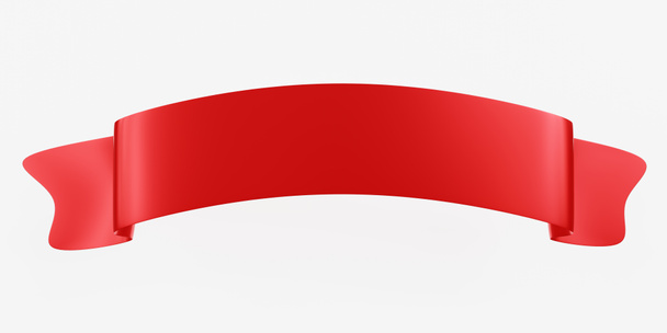 Rotes Satinband-Banner isoliert auf weißem Hintergrund, Draufsicht, Kopierraum. Weihnachtsdekoration, Valentinstag. 3D-Darstellung - Foto, Bild