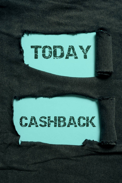 Inspiraatio osoittaa merkki Cashback, Business yleiskatsaus merkitsee eräänlaista kannustinta tarjotaan ostajille tiettyjen tuotteiden - Valokuva, kuva