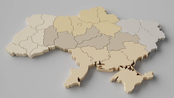 Ukraine as 3D rendering on a white background with a lot of details and high resolution. - Foto, afbeelding