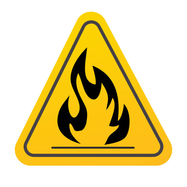 Flammable Liquid, substance yellow triangle symbol, sign isolated on white background. Vector illustration - Vetor, Imagem