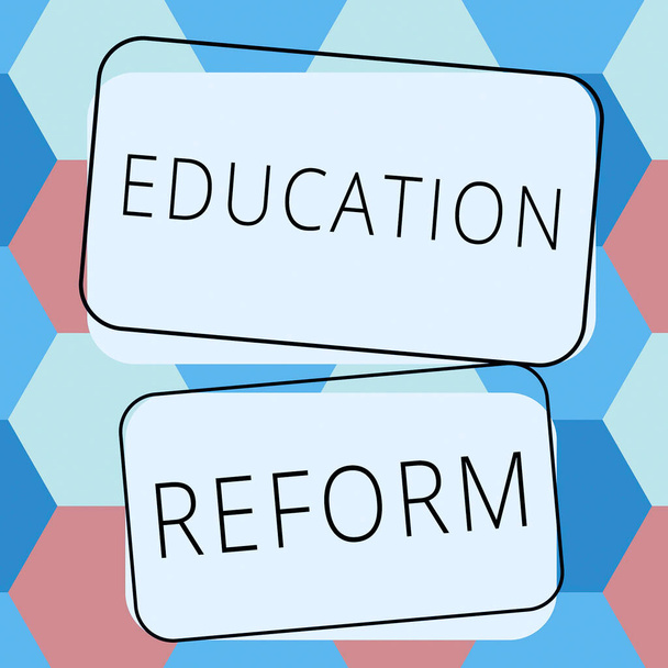 Texto que presenta la Reforma Educativa, Word Escrito sobre los cambios planificados en la forma en que funciona un sistema escolar - Foto, imagen
