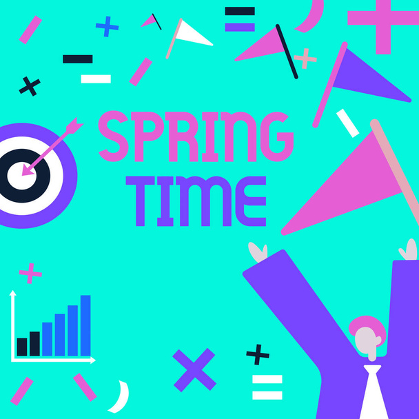 Segno di scrittura a mano Spring Time, Business idea stagione temperata dell'anno identificata da una rinascita delle piante - Foto, immagini