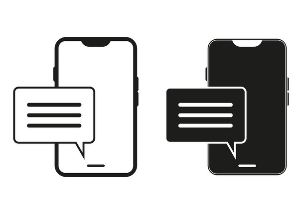 Μαύρο και άσπρο Smartphone με κείμενο εικονίδιο διάνυσμα μήνυμα - Διάνυσμα, εικόνα