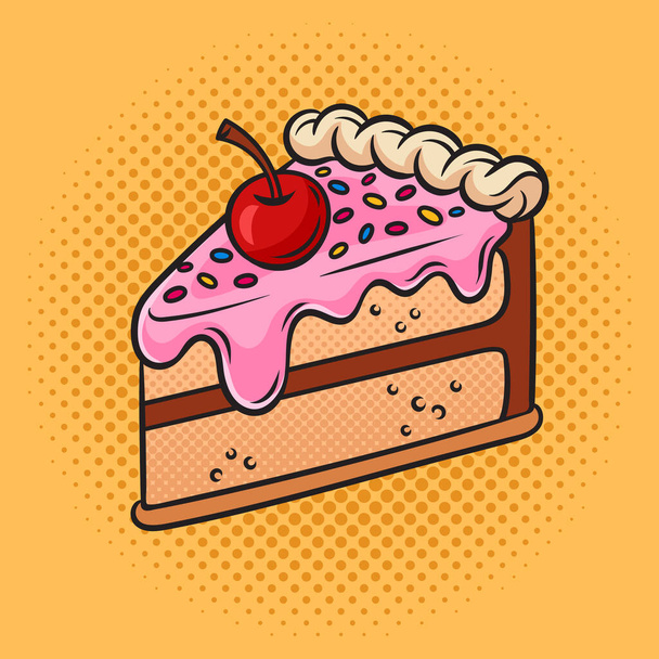 piece of cake pinup pop art retro vector illustration. Comic book style imitation. - Vector, Image