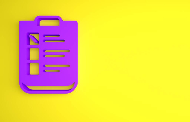 Fioletowy test psychologiczny ikona izolowane na żółtym tle. Koncepcja minimalizmu. Ilustracja 3D renderowania. - Zdjęcie, obraz