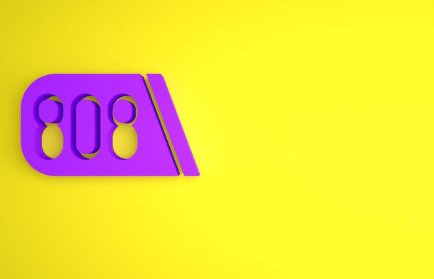 Purple Drum machine music producer icon isolated on yellow background. Концепция минимализма. 3D-рендеринг. - Фото, изображение
