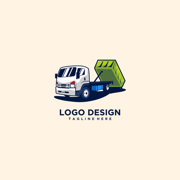 Çöp kamyonu logosu tasarımı çizimi - Vektör, Görsel