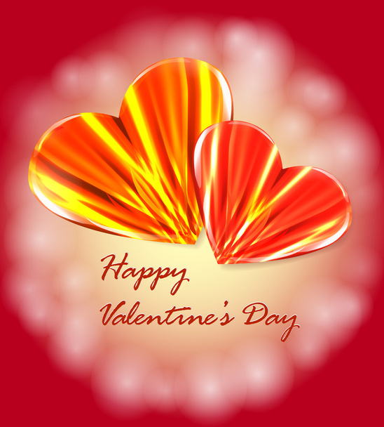 Valentinskarte mit zwei brennenden Herzen - Vektor, Bild