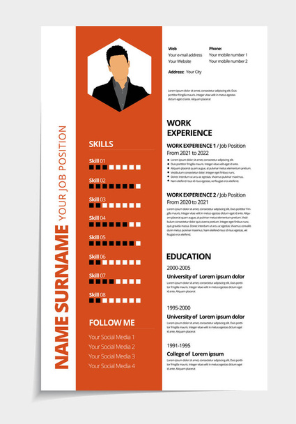 Resume design template minimalist cv. Business layout vector for job applications. A4 size. - Vector, Image