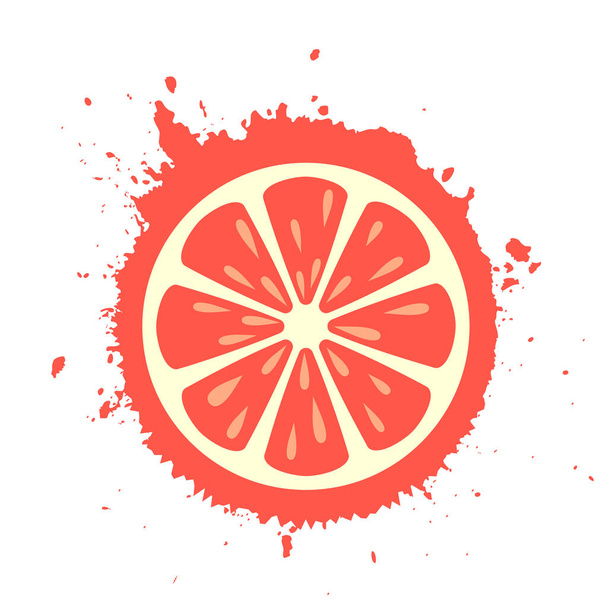 Grapefruit splashing slice icon - Вектор,изображение