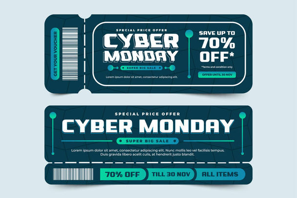 Cyber Monday voucher or coupon design template easy to customize simple and elegant design - Vektor, obrázek