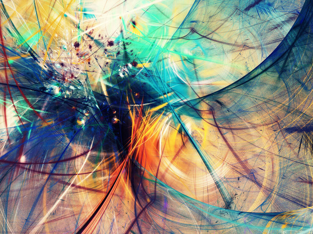 blue and orange abstract fractal background 3d rendering - Φωτογραφία, εικόνα