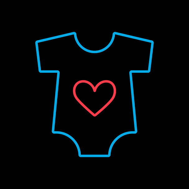 Baby bodysuit vector on black background icon. Baby Romper. Graph symbol for children and newborn babies web site and apps design, logo, app, UI - Vector, Image