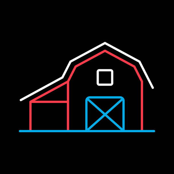 Амбар изолированная квартира на черном фоне значок. Знак животного на ферме. Графический символ для вашего веб-сайта дизайн, логотип, приложение, пользовательский интерфейс. Векторная иллюстрация - Вектор,изображение