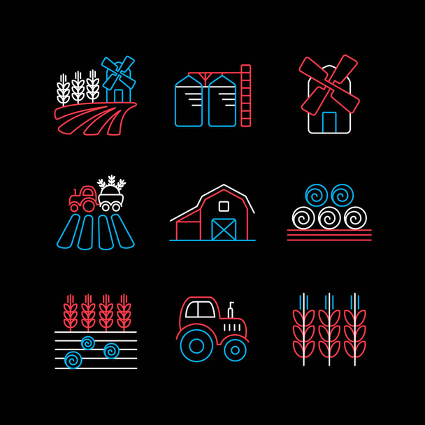 Farm Field on black background icon. Agriculture sign. Graph symbol for your web site design, logo, app, UI. Vector illustration, EPS10 - Vector, Image