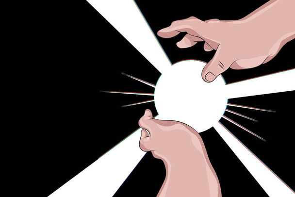 Anime scene, anime hands with energy in the hands. Vector anime hands - Vector, Image