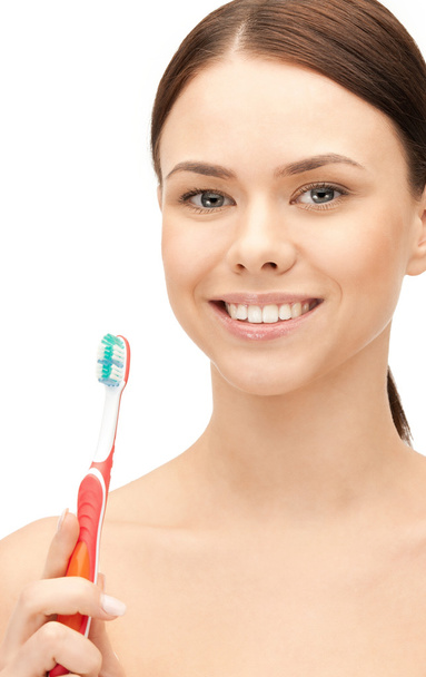 Beautiful woman with toothbrush - Photo, image