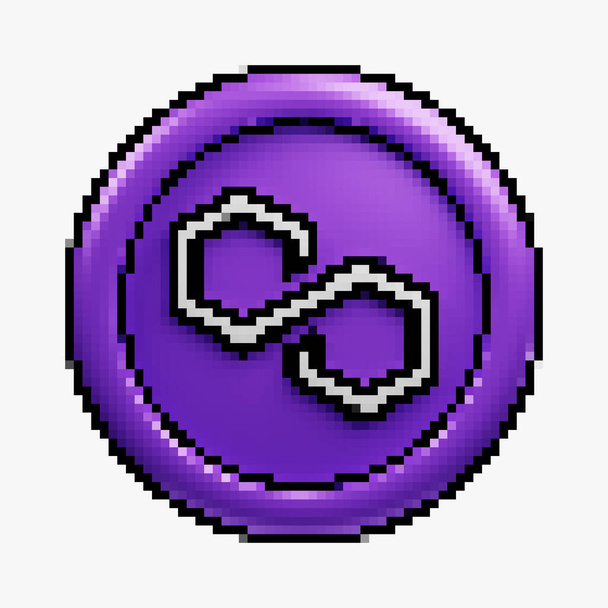 pixel stlye vista frontal de dibujos animados criptomoneda MATIC o Polygon moneda púrpura con fondo blanco, buen uso para blockchain o criptomoneda tema de diseño - Foto, imagen