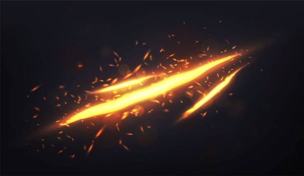 vector Brignt fire cuts on the black background with flares and sparkles. - Vektor, Bild