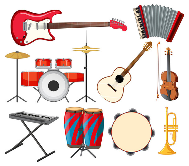 Ensemble de divers instruments de musique illustration - Vecteur, image