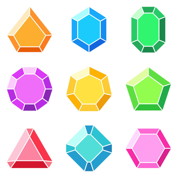Set of gems in flat style isolated - Vector, Image