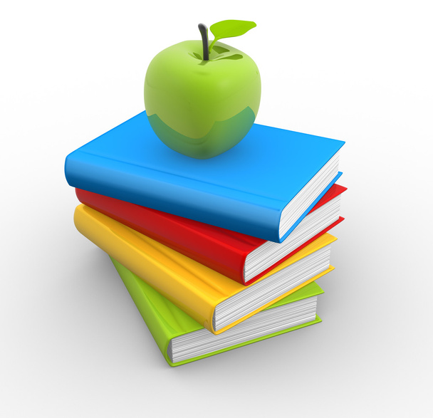 Pile of books with an apple on top. - Photo, Image