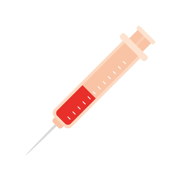 syringe with blood on white background - Vector, afbeelding