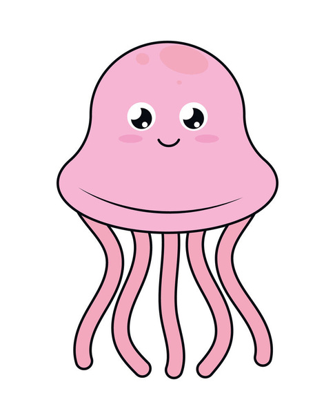 cute jellyfish icon on white background - Vecteur, image