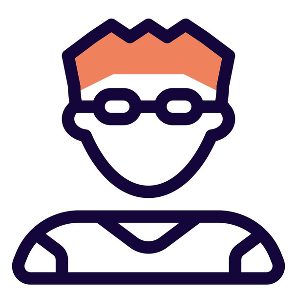 Young man with fringe up hairstyle and spectacles - Vector, Image