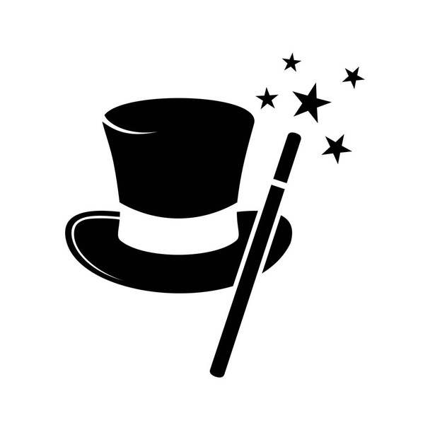 hat with a bow tie icon. black and white illustration. - Vektor, Bild