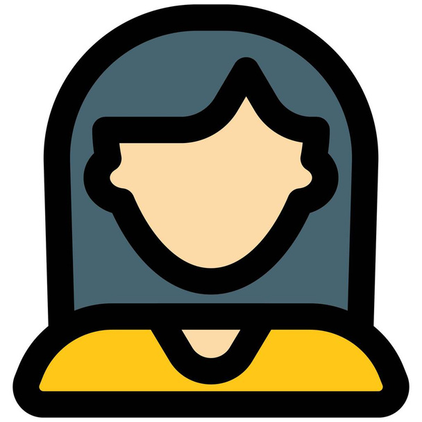 Женский аватар с боковой частью длинной прямой прической - Вектор,изображение