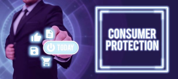Концептуальный дисплей Защита прав потребителей, бизнес-витрина Законы о справедливой торговле для обеспечения защиты прав потребителей - Фото, изображение