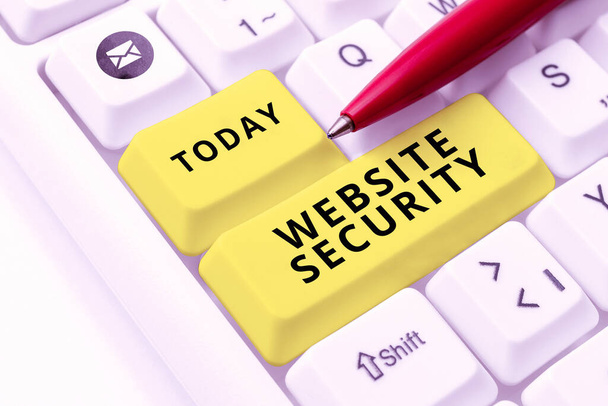 Handschriftlicher Text Website-Sicherheit, Internet-Konzept kritische Komponente zum Schutz und zur Sicherung von Websites - Foto, Bild