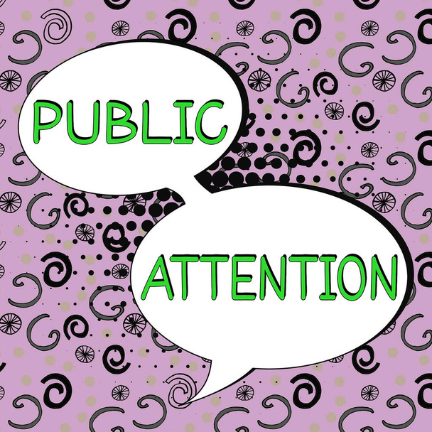 Szöveg megjelenítése Nyilvános figyelem, üzleti megközelítés a nyilvánosság figyelmének felkeltése vagy fókusza egy személyre - Fotó, kép