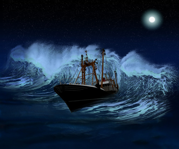 Sinking Ship at night - Photo, Image