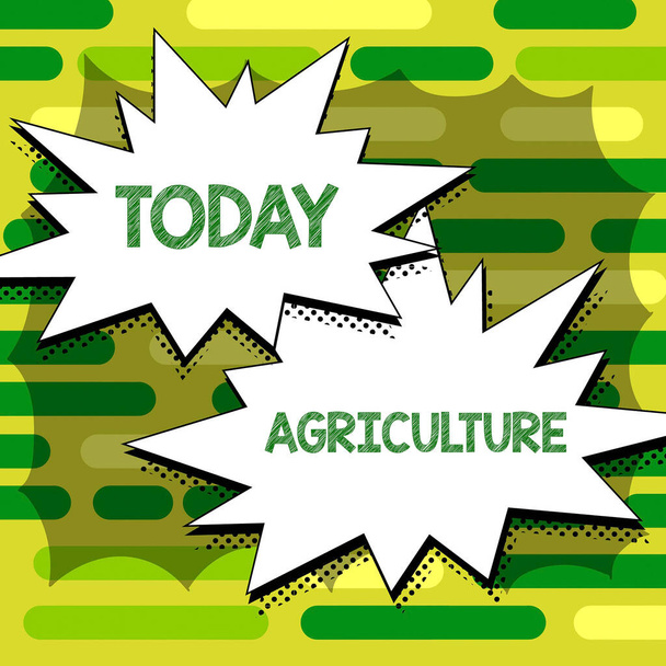 Koncepční titul Zemědělství, obchodní koncepce praxe pěstování půdy, produkce plodin, chov hospodářských zvířat - Fotografie, Obrázek