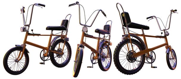 レトロ1970年代男の子バナナシート付き自転車, 70年代 - 写真・画像