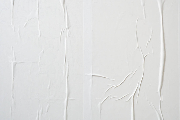 fehér gyűrött és gyűrött papír poszter textúra háttér - Fotó, kép