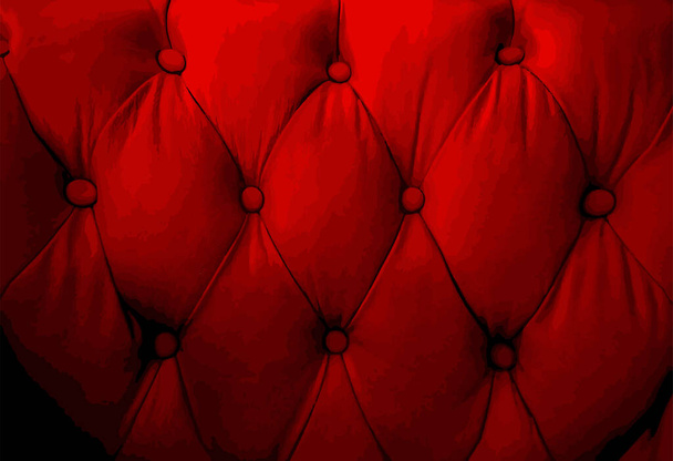 Red retro sofa leather texture with buttons. - Vector, Image