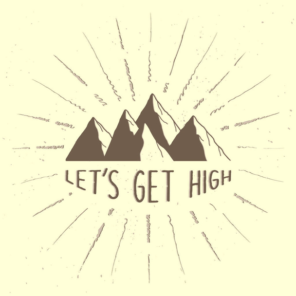 Let's get high and mountains with sunburst lines. - Wektor, obraz