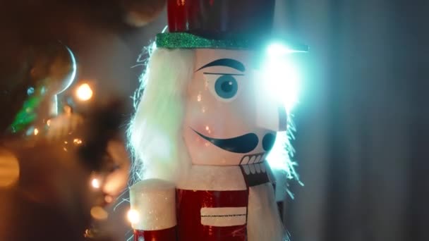 Close up of Santa Claus Caresses Nutcracker  - Footage, Video