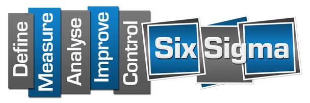 Six sigma text written over blue grey background. - Photo, Image
