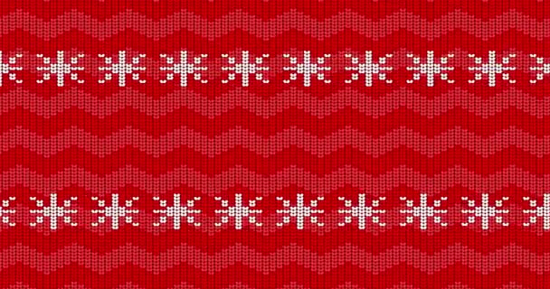Karácsonyi és újévi ünnepek szezon háttér piros csúnya pulóver fehér hópelyhek, animációs videó. Animáció a téli kötött pulóver minta. - Felvétel, videó