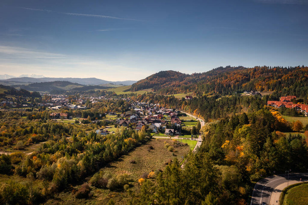 Aerial view of the Podhale region in Poland at autumn. - Photo, Image