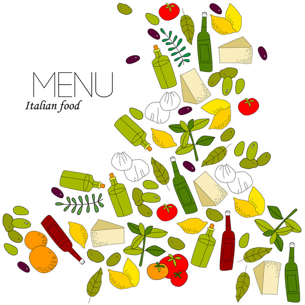 Ilustración vectorial con comida italiana
 - Vector, Imagen