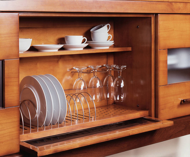 Kitchen cabinet detail with dish drainer - Fotó, kép