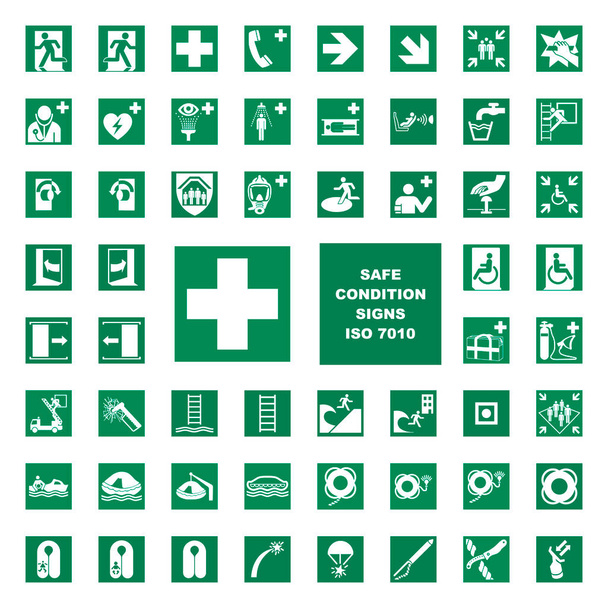 Conjunto de Sinal de Símbolos de Condição de Segurança, Ilustração de Vetor, Isolado na Etiqueta de Fundo Branca. EPS 10 - Vetor, Imagem