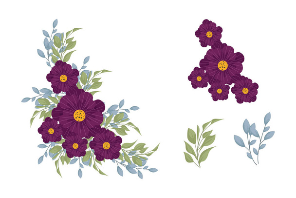 Różnorodność kolorowych aranżacji pięknych liści i kwiatów - Wektor, obraz