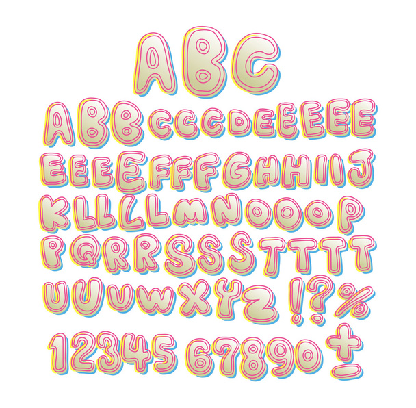 handgeschreven holle zeepbel lettertype - Vector, afbeelding